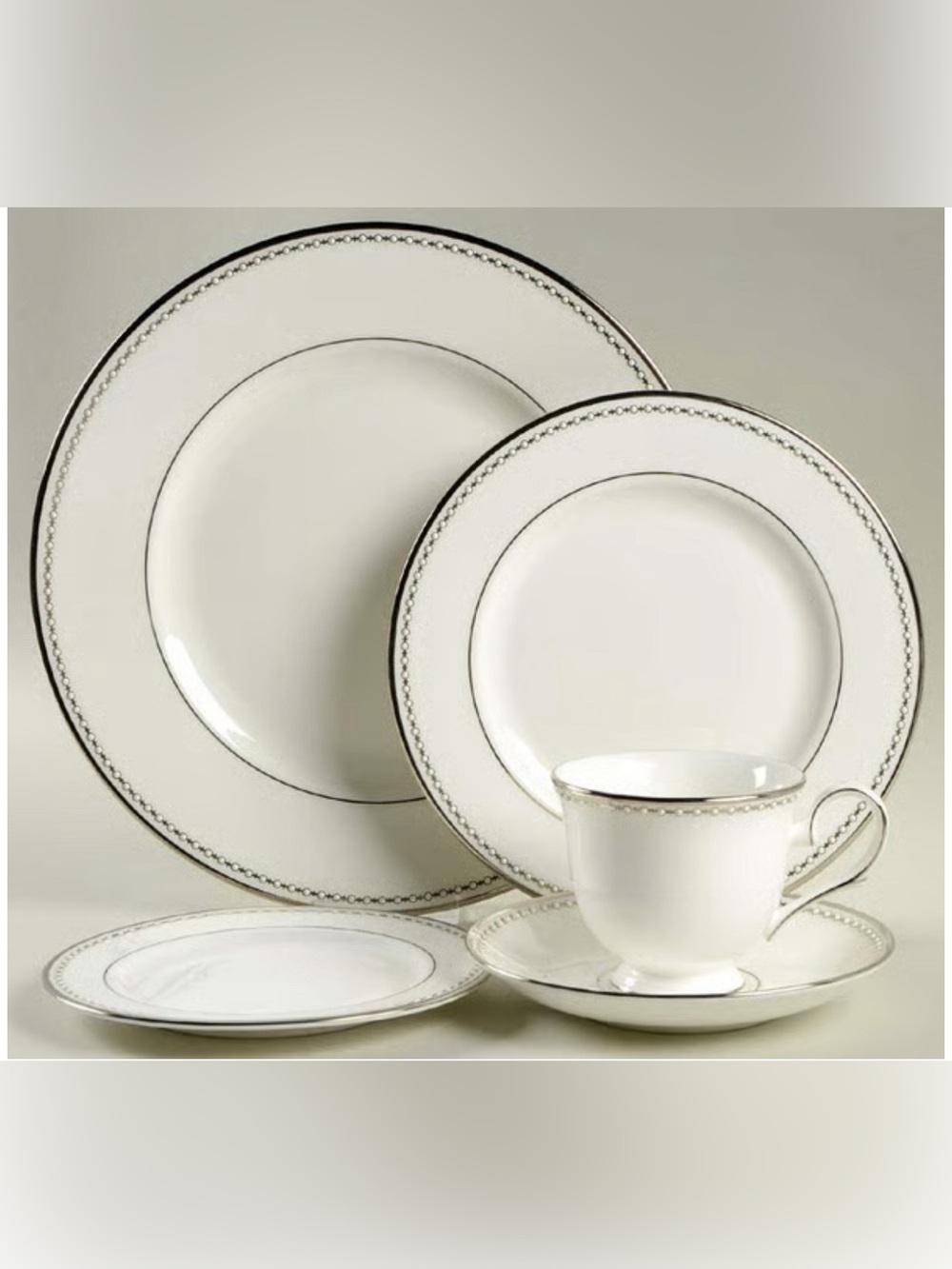 Lenox Pearl Platinum 5-Piece Place Setting Bone China, NWT